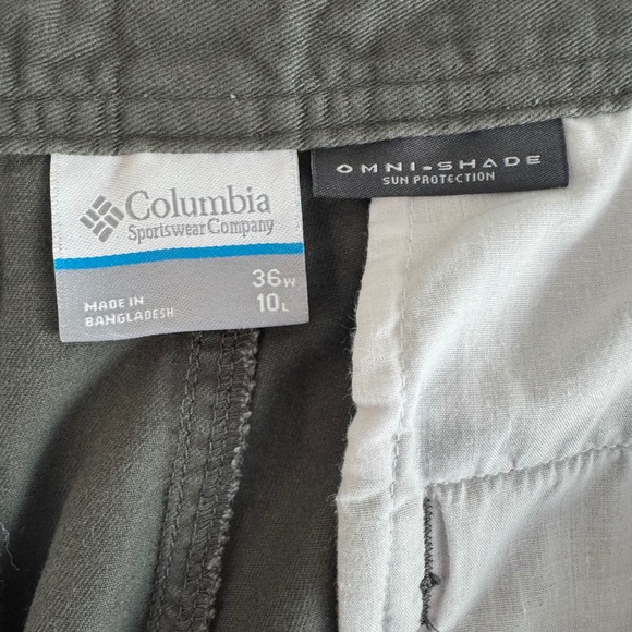 Columbia 36W 10L (Actual 36x9) Green Gray Cotton Cargo Men's Shorts AM4692 - Picture 7 of 9